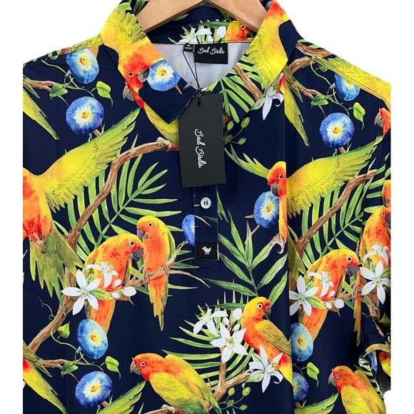 Bad Birdie Other - Bad Birdie NEW Mens Size XL Golf Polo "Tropicana"‎ Floral Parrots All Over Print